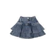 Little Girl's Denim Skirts Mini Flared Pleated Toddler Jean Skorts With Shorts Underneath Toddler Girl 4t Dress up Dresses for Toddlers